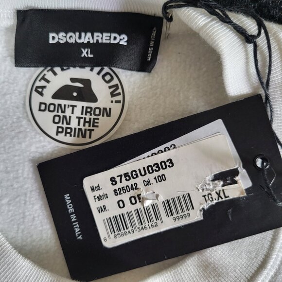 NWT~$585~DSQUARED2~XL~ITALY~WHITE BLACK YEARBOOK CLASS SWEATSHIRT SHIRT JACKET - Picture 14 of 16